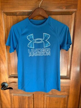 Under Armour Royal Blue Logo Athletic Tee- Boys Large